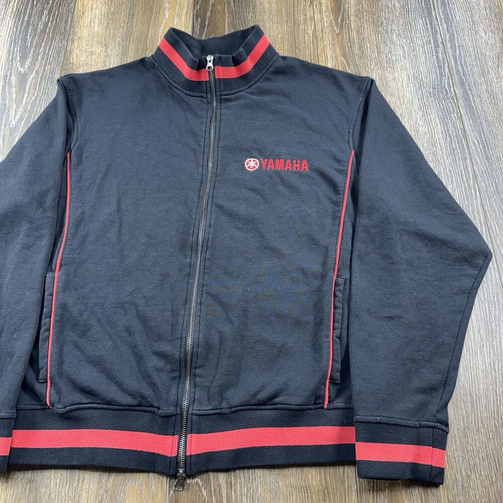 Vintage Yamaha Sweatshirt Mens XL Black Red ATV Snowmobile Racing Zip Up Sweater
